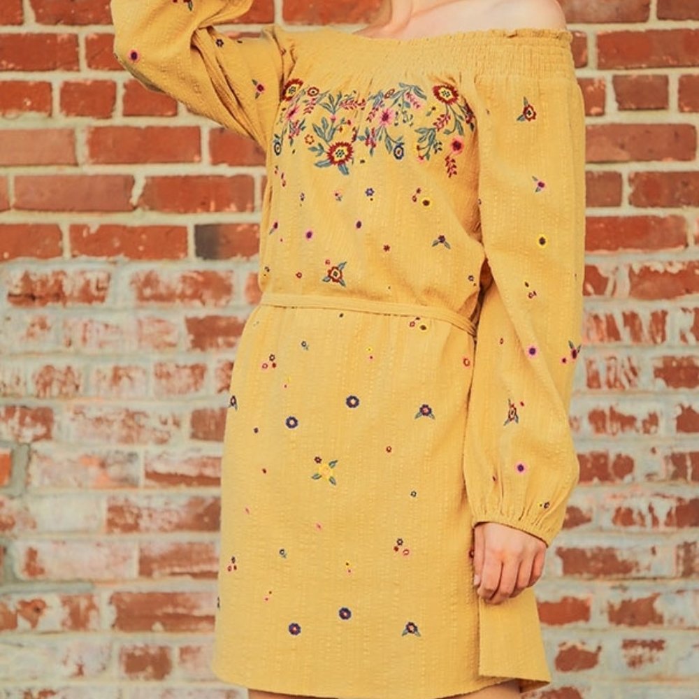 Umgee Floral Embroidered Dress